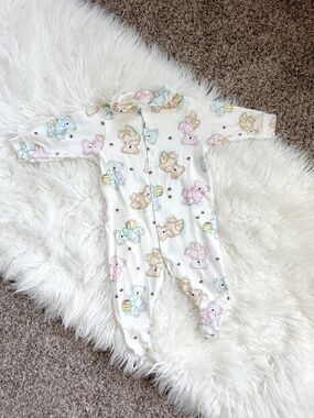 Vintage 90s Carters 3-6M Pastel Teddy Bear Honey Pot Footed Sleeper Pajamas